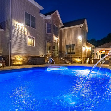 Farmingdale, NJ: Full Backyard Makeover, Pool Renovation, Pavilion Install