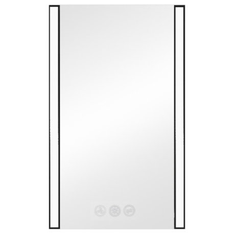 LED Antifog Bathroom Mirror, Dimmer, Adjustable Color, Matte Black, 20x32