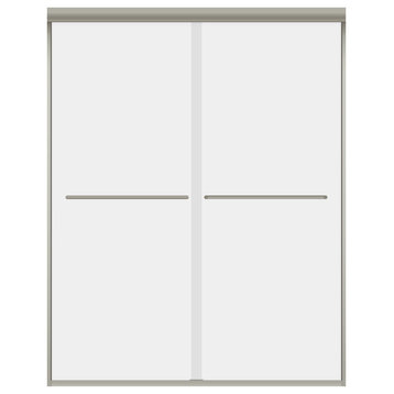 Modern Bypass Shower Doors Ultra-A by LessCare, Brushed Nickel, 56-60"x76"