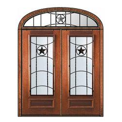 Pre-hung Transom Double Door 80 Wood Mahogany Texan Texas Star - Front Doors