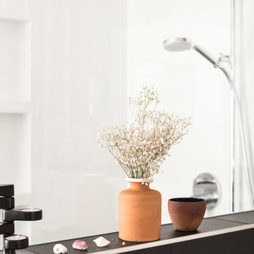 Neubau Bad, Dusche und Gäste Toilette im Alpen-Chic Style