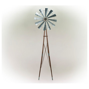 Alpine Garden Metal Kinetic Windmill, 101"Tall