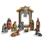 Glitzhome - 11-Piece Multi-Colored Resin Nativity Figurine Set - The set of 11pcs Multi-Colored Resin Nativity Figurine, it reflects the nativity of Jesus. This figurine set is made out of resin to recreate this great story. It is the perfect Christmas mantle decoration or shelf arrangement during the holidays. Nativity sets for Christmas indoor decorating provide a special touch and feel.