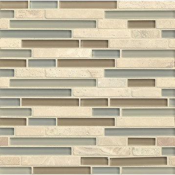 12"x12" Eclipse Glass/Stone Mosaic Linear Blend Tile, Tranquility