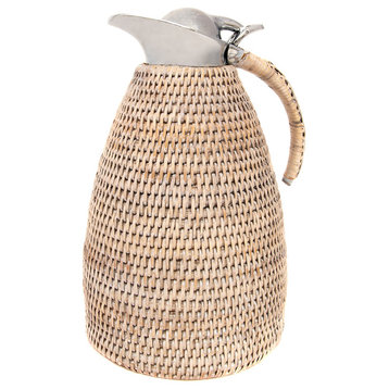 Artifacts Rattan™ 1.5 Liter Stainless Steel Thermos, White Wash