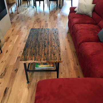 Coffee Table using reclaimed maple semi truck flooring.