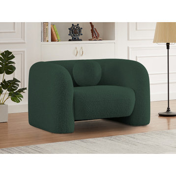 Emory Boucle Fabric Upholstered Upholstered Chair, Green
