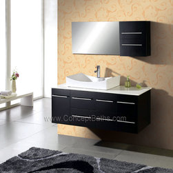 55" Modern Wall Mounted Single Bathroom Vanity Set - Espresso AG-X011 - Bathroom Vanities And Sink Consoles