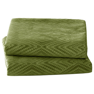 IKAT Velvet Pillow Shell Sets, Avocado, 2 Piece 26" X 14"