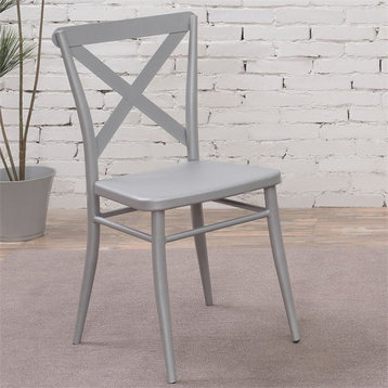 Furniture of America Balucci Metal Dining Chair in Silver (Set of 2)