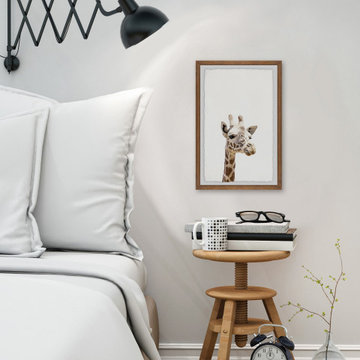 "Giraffe Close-up" Framed Painting Print
