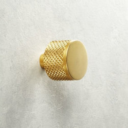 Amp Brushed Brass Knob | CB2 - Cabinet And Drawer Knobs