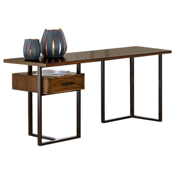 Lexicon Sedley Metal Writing Desk with 1 Cabinet in Walnut and Black