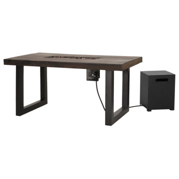 Collinston Outdoor 40,000 BTU Fire Pit Dining Table With Tank Holder