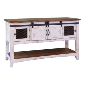 Greenview White Solid Pine Coffee Table 2 Sliding Doors