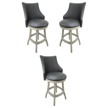 Home Square 26" Wood Counter Stool in Gray & Antique White - Set of 3
