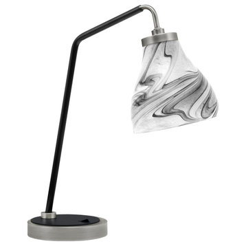 1-Light Desk Lamp, Graphite/Matte Black Finish, 6.25" Onyx Swirl Glass
