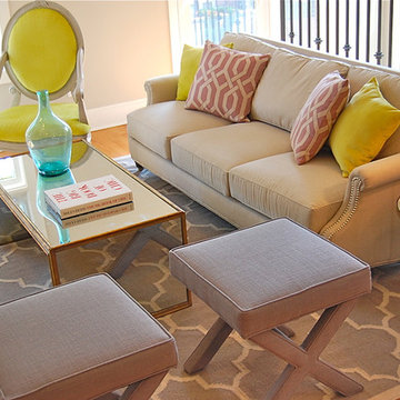 chartreuse and pastel living room