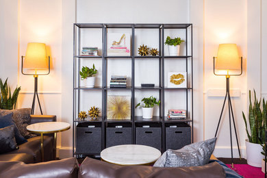 Example of a trendy living room design in New York