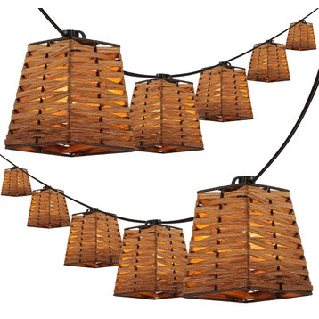 10-Light Indoor/Outdoor 10 ft G40 Square Bamboo Shaded String Lights
