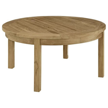 Indoor or Outdoor Coffee Table, Teak Wood Construction With Textured Round Top