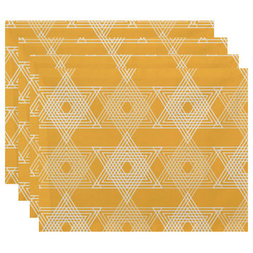 Decorative Holiday Placemat Geometric, Set of 4, Yellow