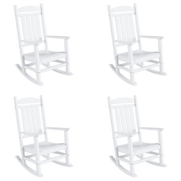 WestinTrends 4PC Set Adirondack Outdoor Patio Porch Rocking Chairs, White