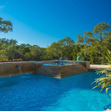 Contemporary Pool with Firewall and Scuppers in San Antonio, Tx  Siggi Ragnar-Ph