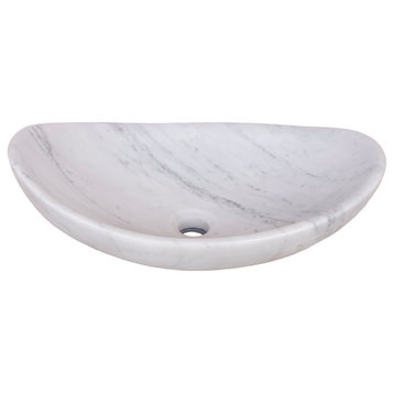 Novatto Carrara White Natural Stone Slipper Vessel Bathroom Sink