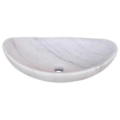 Novatto Carrara White Natural Stone Slipper Vessel Bathroom Sink
