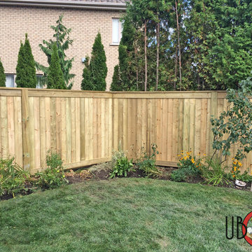 Palisade Style Wood Fence, 6x6 posts, with Horizontal Trim Boards