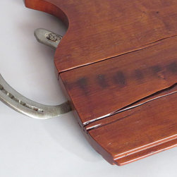 Tray #18010-DETAIL Cherry T&G Threshing Floor, Horse Shoe Handles - Serving Trays
