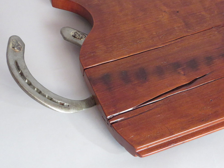 Tray #18010-DETAIL Cherry T&G Threshing Floor, Horse Shoe Handles
