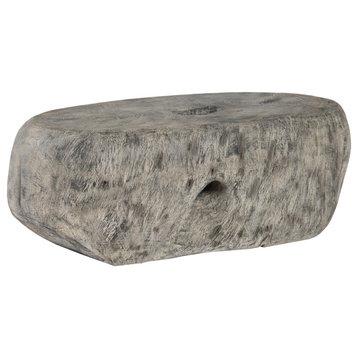 Cast Organic River Stone Coffee Table, Resin, Faux Gray Stone