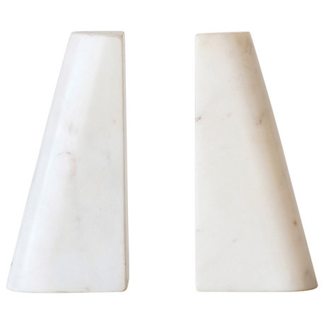 White Marble Bookends, 2-Piece Set