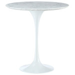 Lexmod - Lippa 20" Artificial Marble Side Table, White - Reflecting a seamless organic shape and timeless form, the Lippa Pedestal Table has become a symbol of modernism for over the past 60 years. Before its release, homes were filled with clunky remnants of an industrial age long gone by. But in order to advance into the new world, homes first had to transition from the traditional square table, into a piece that connoted progress. The cast aluminum base and dimensions are true to the original specifications, while the table's circular top and tapered base are carefully lacquered with a scratch and chip resistant finish.
