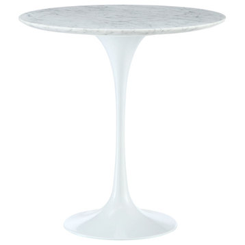 Lippa 20" Artificial Marble Side Table, White