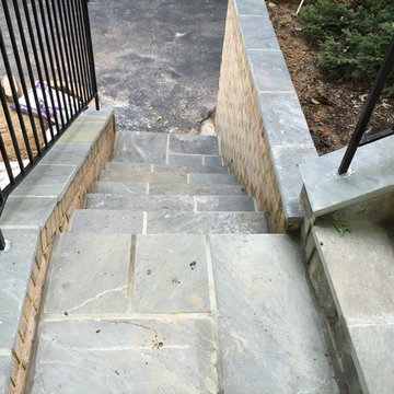 Flagstone Walkway in North Potomac With New Brick Walls & Iron Railings