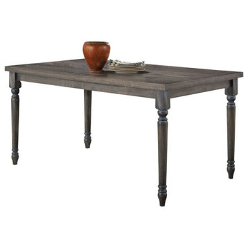 Bowery Hill Contemporary Rustic Square Wooden Top Dining Table in Weathered Gray