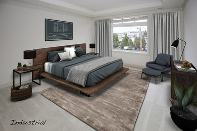 Bedroom - industrial bedroom idea in Seattle