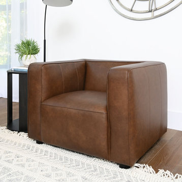 Jude Top Grain Leather Camel Brown Arm Chair