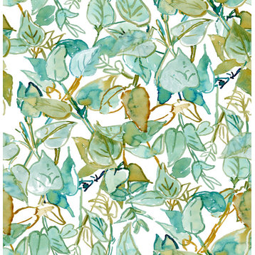 Grace & Gardenia GY2003D Tropical Leaf Trellis Peel & Stick Wallpaper  Blue