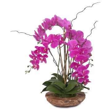 Phalaenopsis Silk Orchid With Curly Willow and Succulents