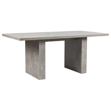 Modern Dining Table, Engineered Wood Construction With Large Top, Cement Gray
