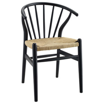 Flourish Spindle Wood Dining Side Chair Set of 2 Black