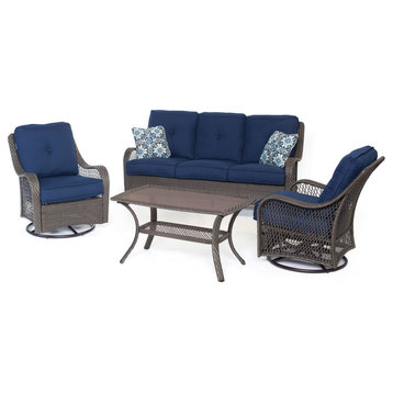 Orleans 4-Piece All-Weather Patio Set, Gray and Navy