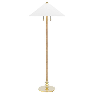Hudson Valley Flare 2-Light Floor Lamp L1399-AGB, Aged Brass