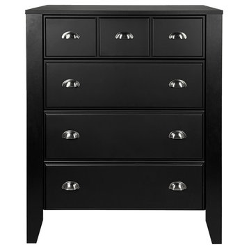 Cleary Contemporary Faux Wood 4 Drawer Dresser, Black