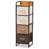 Modern Multi-colored Fabric Upholstered and Black Metal 4-Drawer Storage Cabinet
