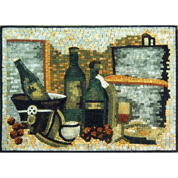 Mosaic Art For Sale, Wine Bottles, 35"x47"